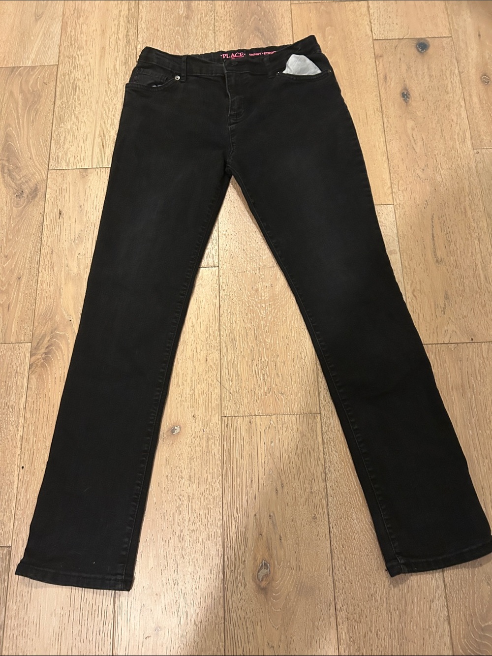 Place Black Skinny Jeans with Pink Logo